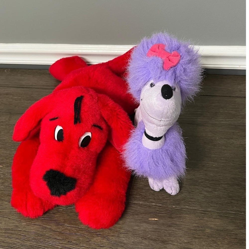 Clifford The Big Red Dog Scholastic Plush & Cleo Poodle Stuffed Animal VTG 1997